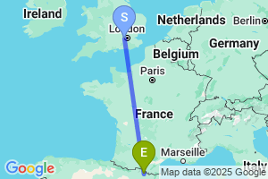 Map of the flight from London Heathrow to Andorra-La Seu d’Urgell