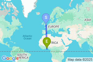 Map of the flight from London Heathrow to Lome