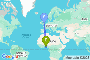 Map of the flight from London Heathrow to Lagos