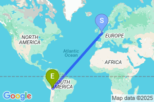 Map of the flight from London Heathrow to La Paz