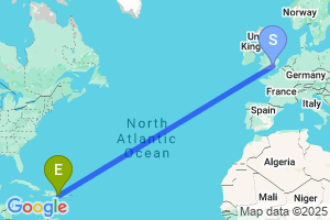 Map of the flight from London Heathrow to La Romana