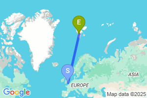 Map of the flight from London Heathrow to Longyearbyen