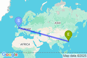 Map of the flight from London Heathrow to Nangan