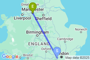 Map of the flight from London Heathrow to Manchester