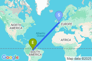 Map of the flight from London Heathrow to Manaus