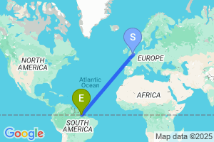 Map of the flight from London Heathrow to Macapa