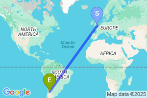 Map of the flight from London Heathrow to Mendoza