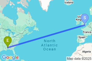 Map of the flight from London Heathrow to Meridian