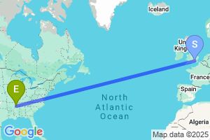 Map of the flight from London Heathrow to Memphis