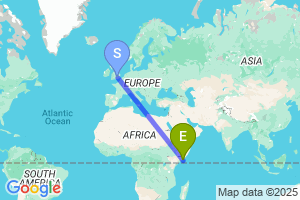 Map of the flight from London Heathrow to Mogadishu