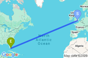 Map of the flight from London Heathrow to Miami