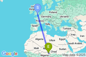 Map of the flight from London Heathrow to Maiduguri