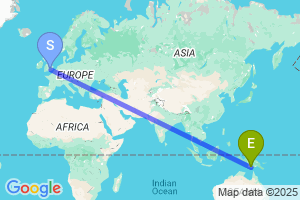 Map of the flight from London Heathrow to Merauke