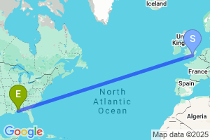 Map of the flight from London Heathrow to Mobile