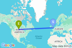 Map of the flight from London Heathrow to Minot