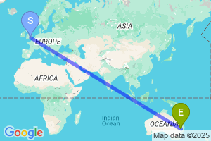 Map of the flight from London Heathrow to Moree