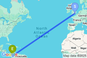 Map of the flight from London Heathrow to Monteria