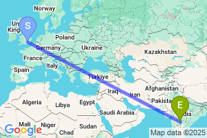 Map of the flight from London Heathrow to Nanded