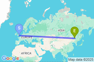 Map of the flight from London Heathrow to Qiqihar