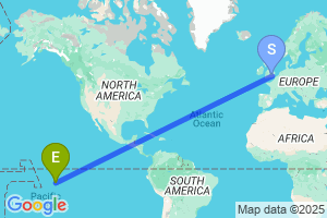 Map of the flight from London Heathrow to Nuku Hiva