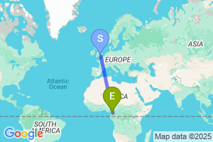 Map of the flight from London Heathrow to Yaounde Nsimalen