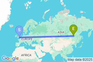 Map of the flight from London Heathrow to Mohe