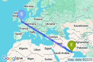 Map of the flight from London Heathrow to Sohar