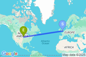 Map of the flight from London Heathrow to Omaha