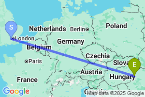 Map of the flight from London Heathrow to Oradea