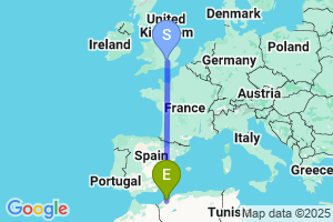 Map of the flight from London Heathrow to Ben Bella