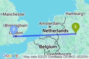 Map of the flight from London Heathrow to Paderborn