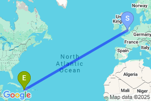 Map of the flight from London Heathrow to Port Au Prince