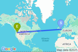 Map of the flight from London Heathrow to Pendleton