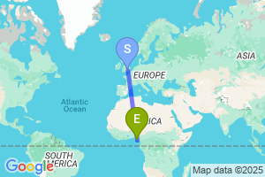 Map of the flight from London Heathrow to Port Harcourt