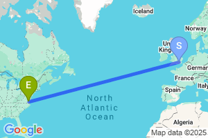 Map of the flight from London Heathrow to Newport News