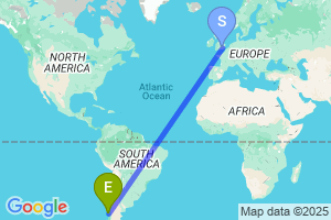 Map of the flight from London Heathrow to Puerto Montt