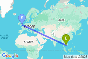 Map of the flight from London Heathrow to Phnom Penh