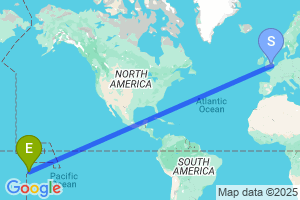 Map of the flight from London Heathrow to Pago Pago