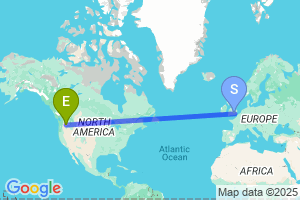 Map of the flight from London Heathrow to Pasco