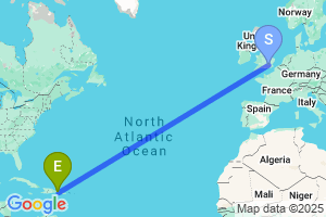 Map of the flight from London Heathrow to Punta Cana