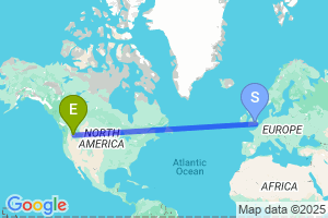 Map of the flight from London Heathrow to Pullman