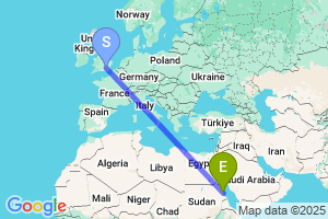 Map of the flight from London Heathrow to Port Sudan