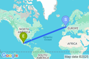 Map of the flight from London Heathrow to Queretaro