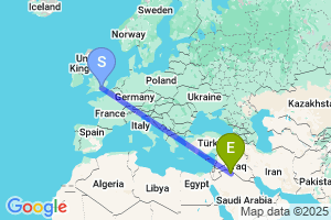 Map of the flight from London Heathrow to Arar