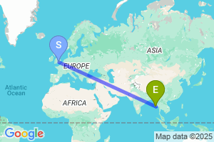 Map of the flight from London Heathrow to Yangon