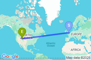 Map of the flight from London Heathrow to Rock Springs
