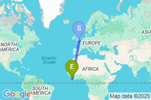 Map of the flight from London Heathrow to Monrovia Roberts