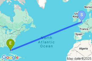 Map of the flight from London Heathrow to Fort Myers Southwest Florida Reg