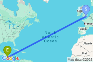 Map of the flight from London Heathrow to San Salvador