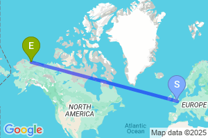 Map of the flight from London Heathrow to Deadhorse